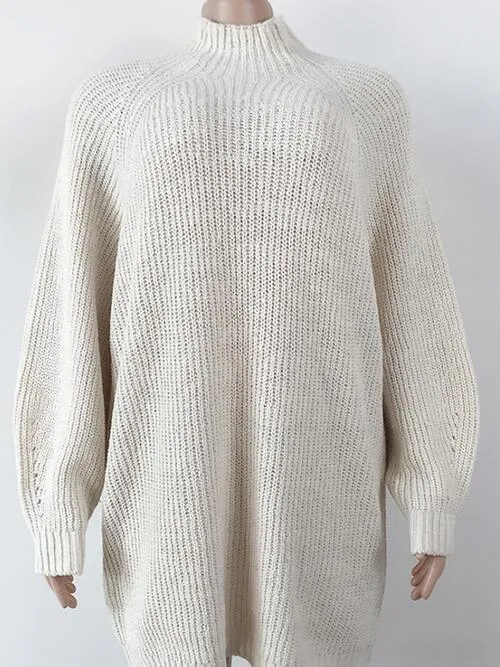 Classy Minimalist Mock Neck Mini Sweater Dress