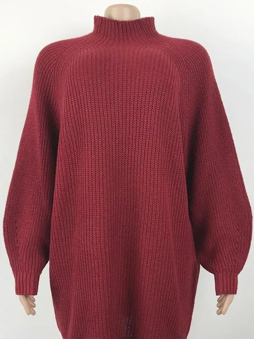 Classy Minimalist Mock Neck Mini Sweater Dress