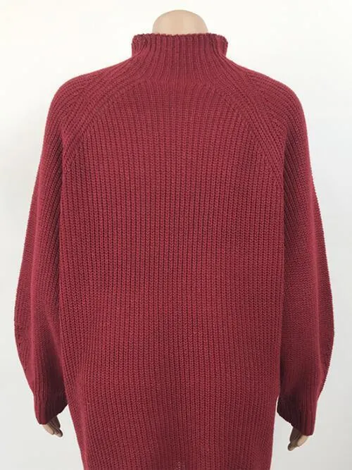 Classy Minimalist Mock Neck Mini Sweater Dress