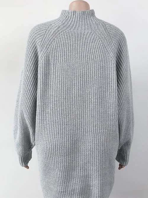 Classy Minimalist Mock Neck Mini Sweater Dress
