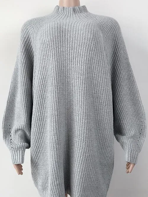 Classy Minimalist Mock Neck Mini Sweater Dress