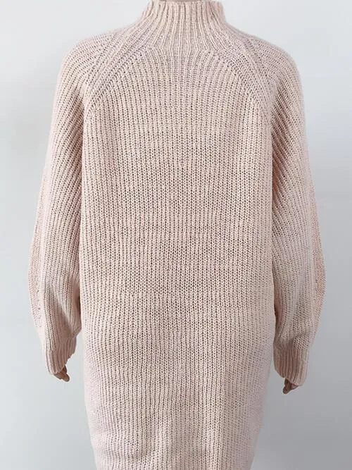 Classy Minimalist Mock Neck Mini Sweater Dress