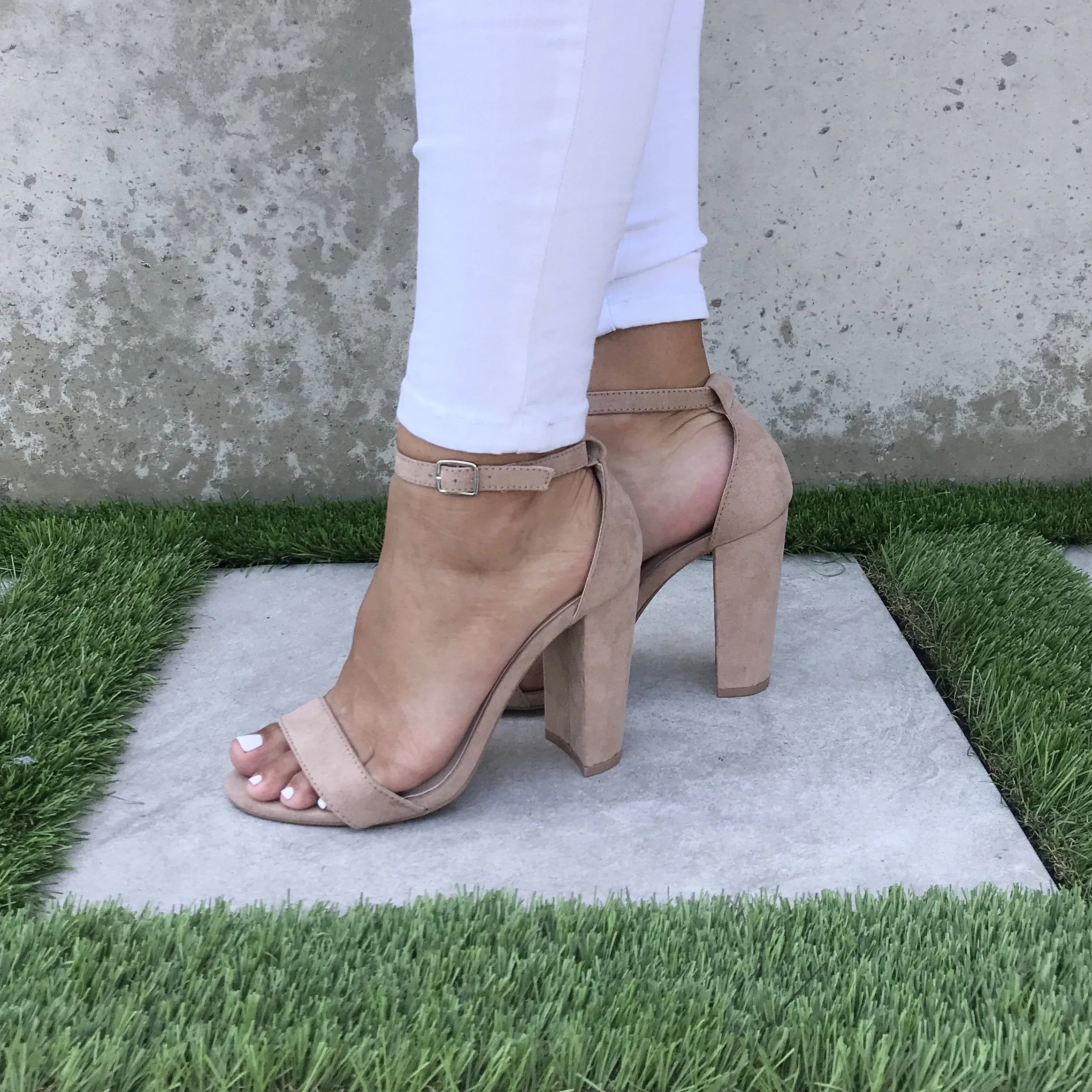 Classy Suede Heels in Warm Taupe