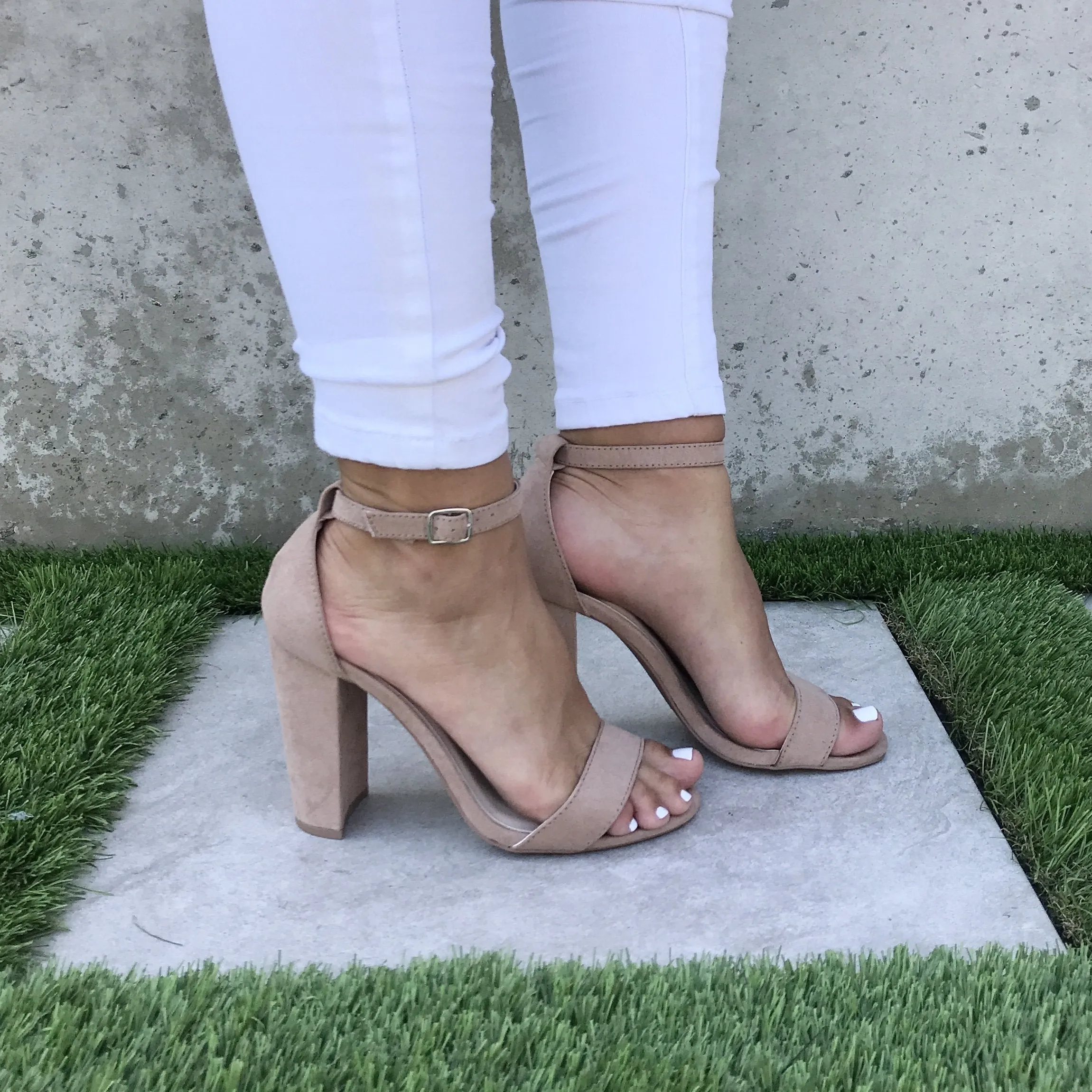 Classy Suede Heels in Warm Taupe