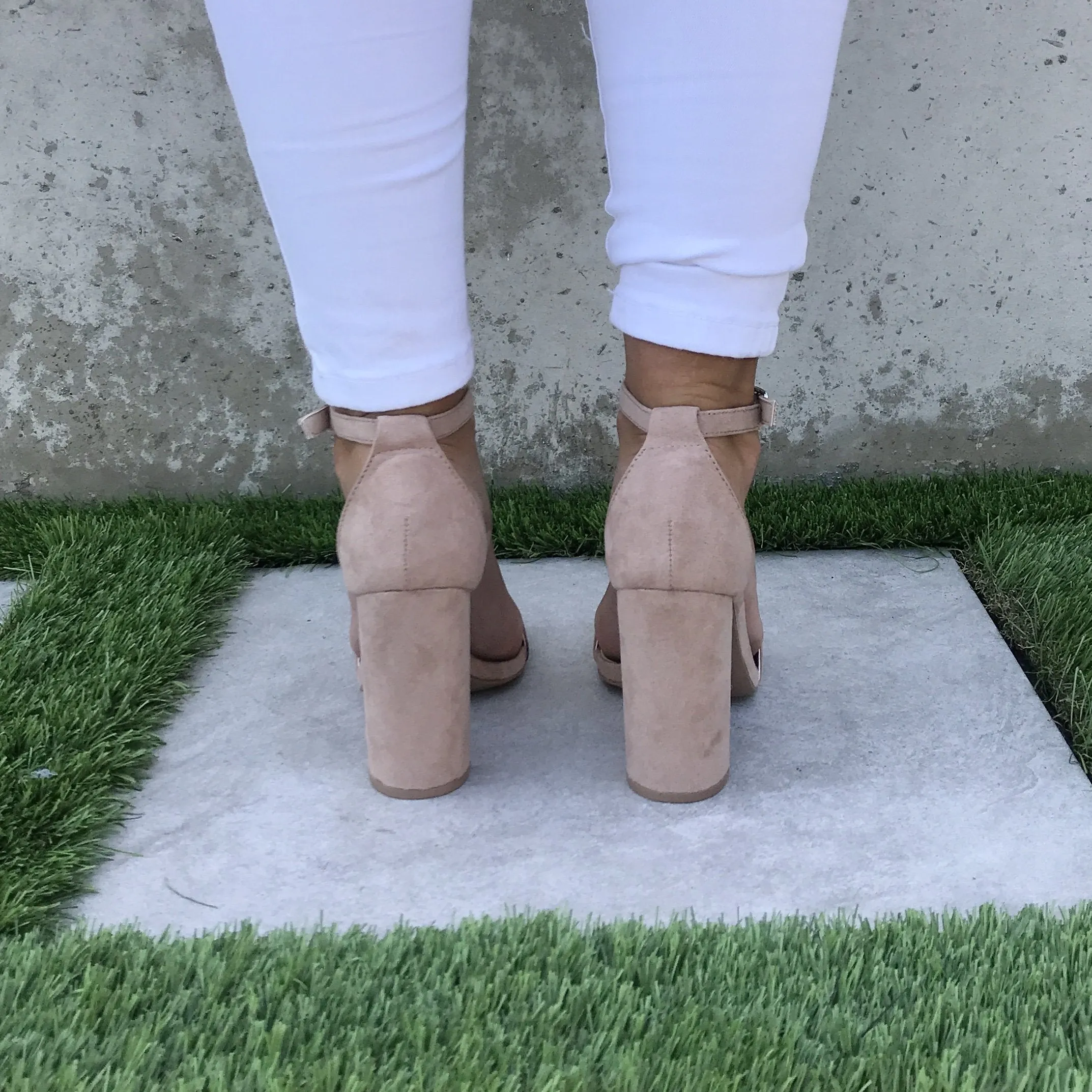 Classy Suede Heels in Warm Taupe