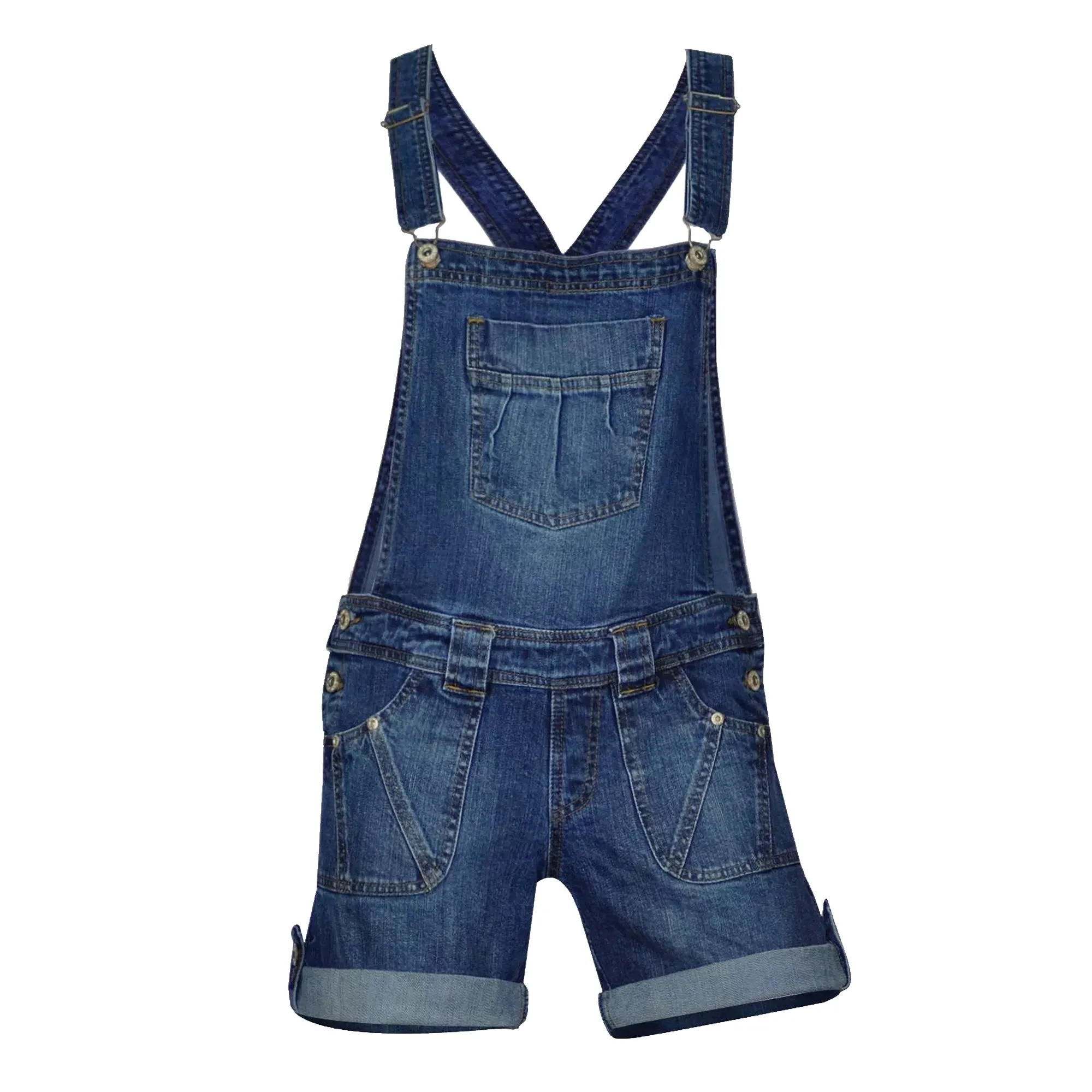 Clove Jeans Womens Blue Stretch Denim Short Dungarees Bib Braces Plus Size 8-22