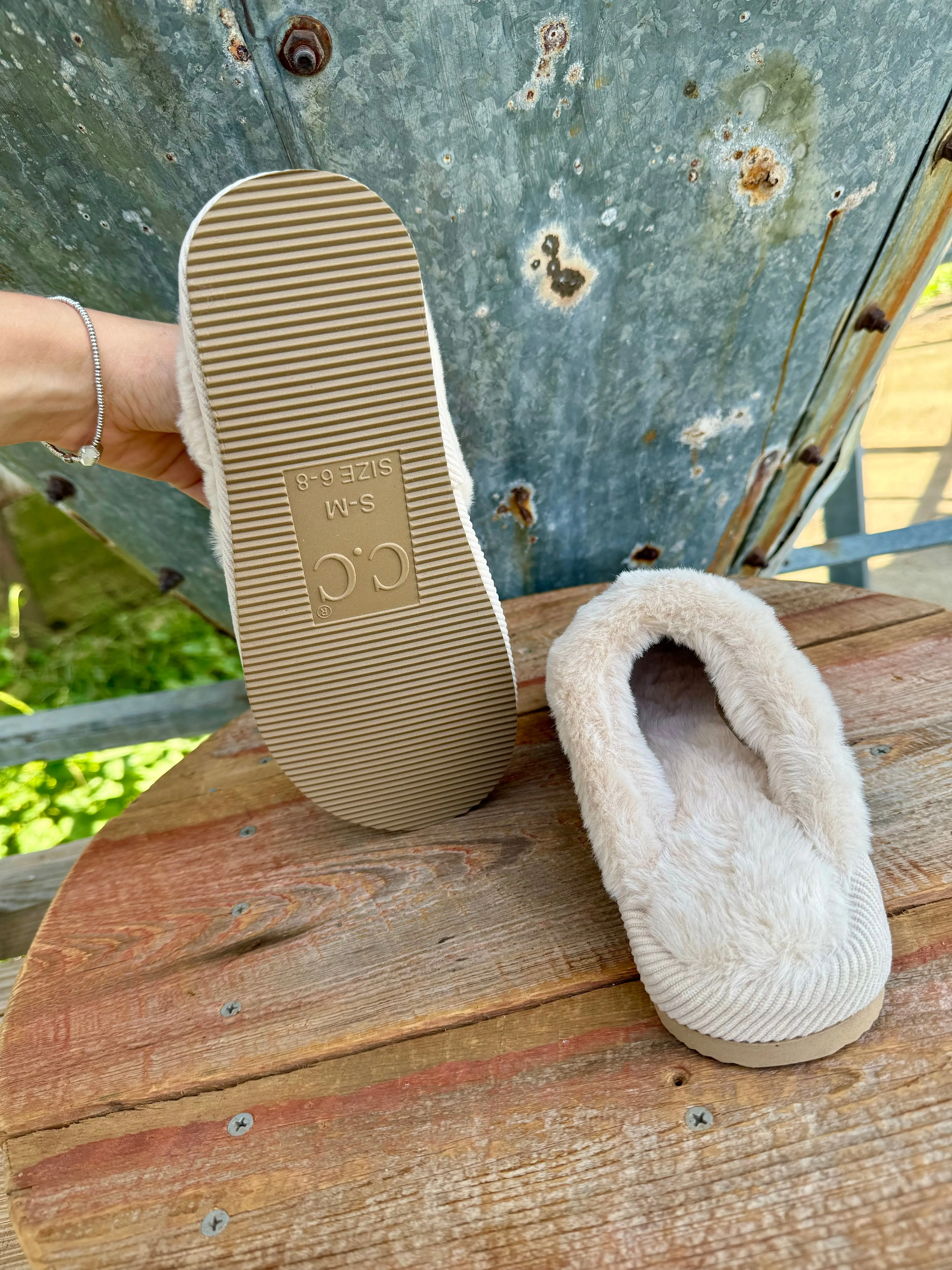 Cow Print Fur Slippers