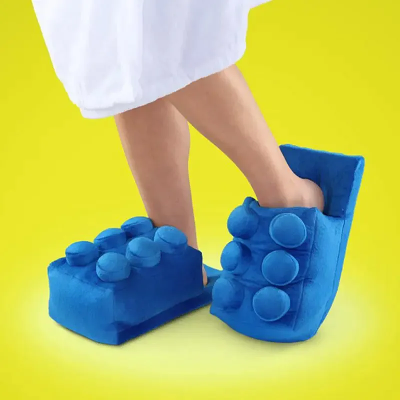 Cozy Cartoon Brick Couple Slippers by Plushy Planet