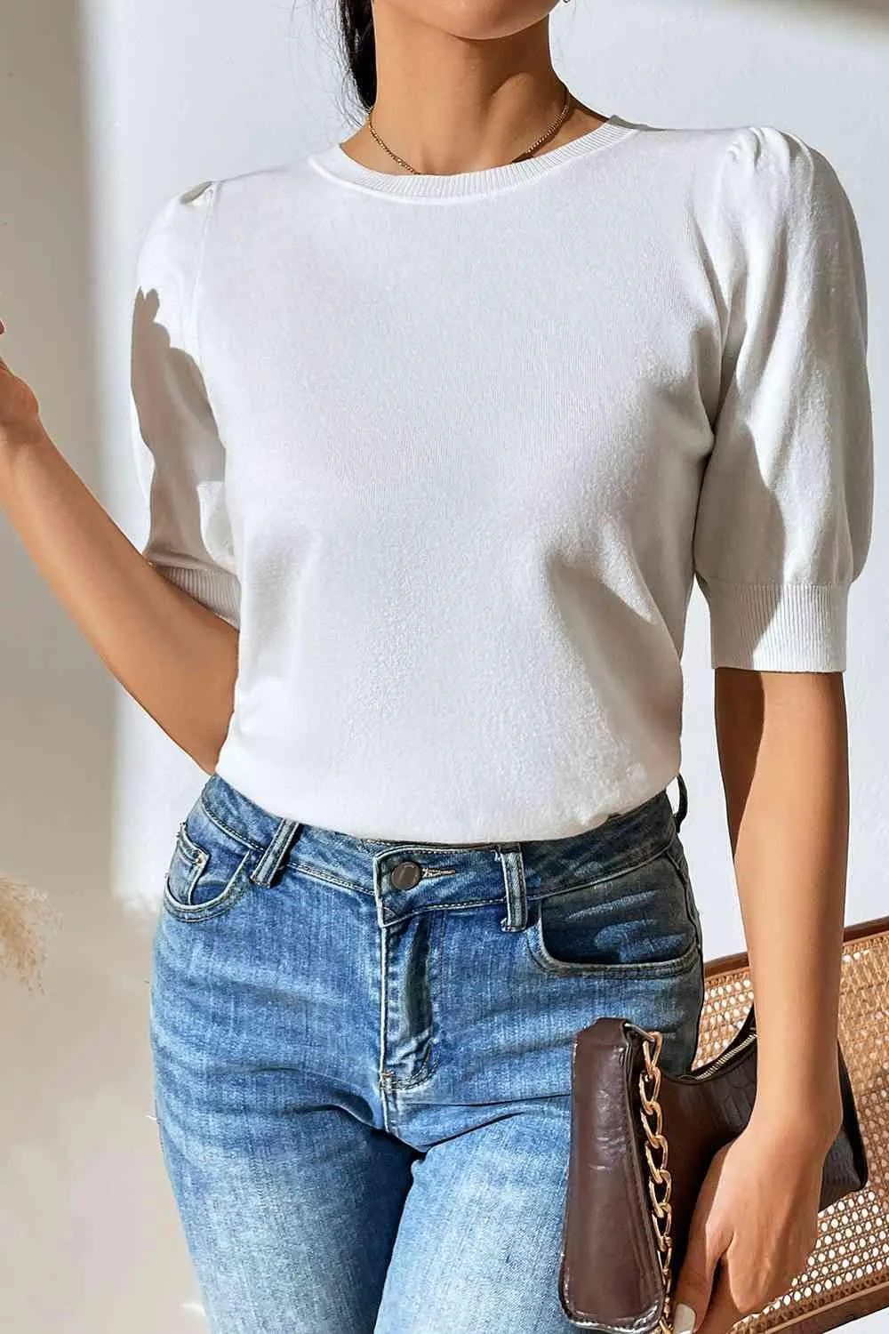 Cozy In Style Puff Sleeve Knitted Top