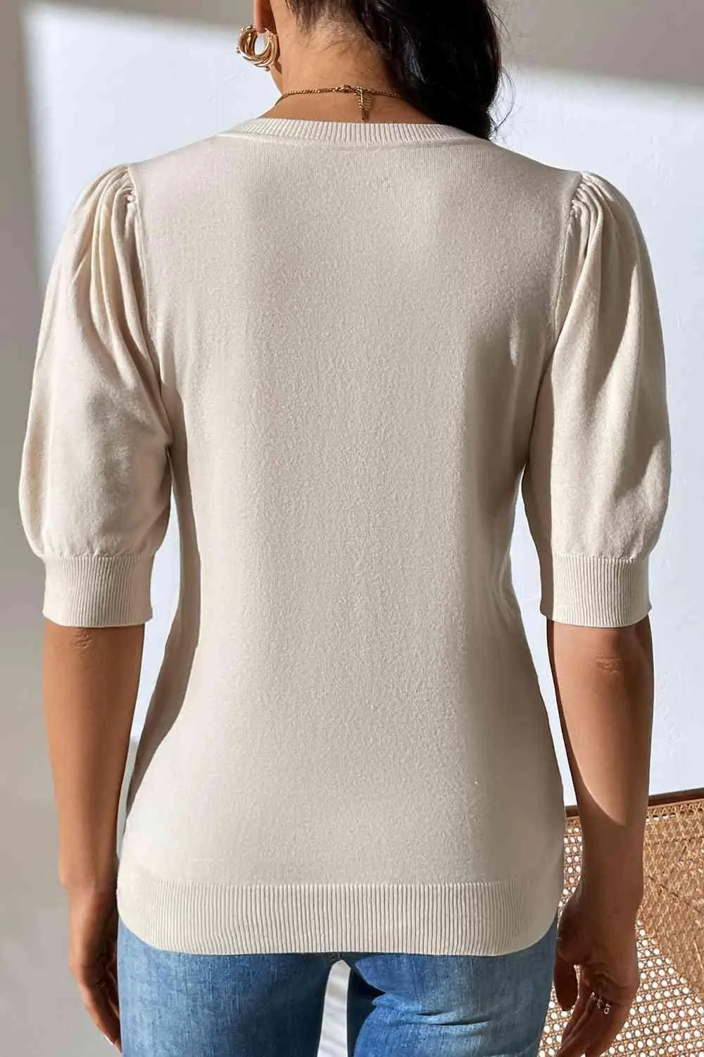 Cozy In Style Puff Sleeve Knitted Top