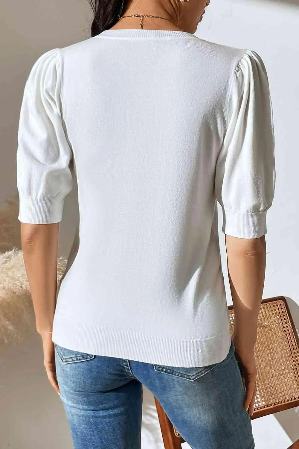 Cozy In Style Puff Sleeve Knitted Top