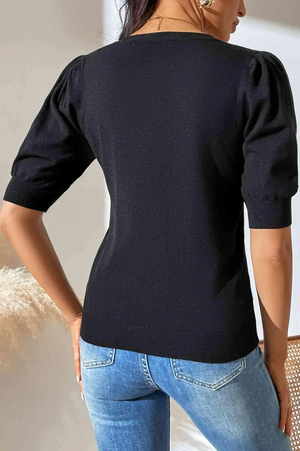 Cozy In Style Puff Sleeve Knitted Top