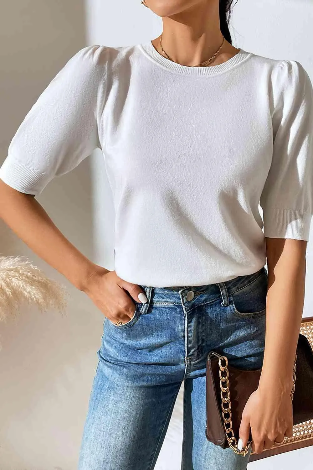 Cozy In Style Puff Sleeve Knitted Top