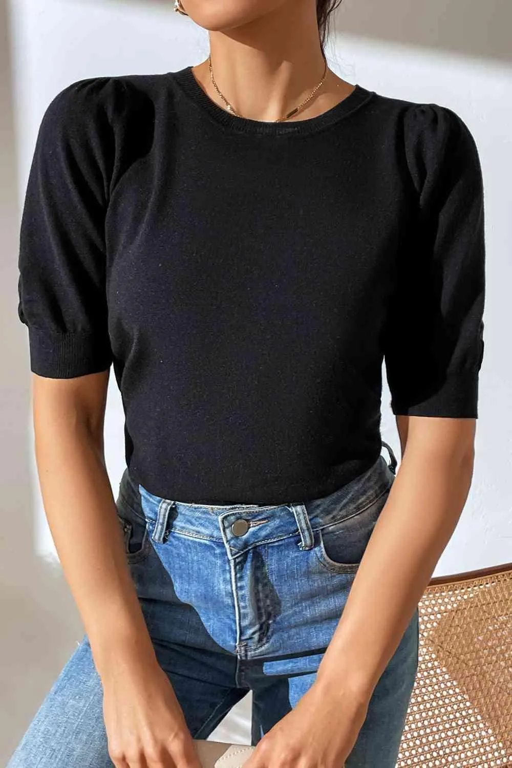 Cozy In Style Puff Sleeve Knitted Top