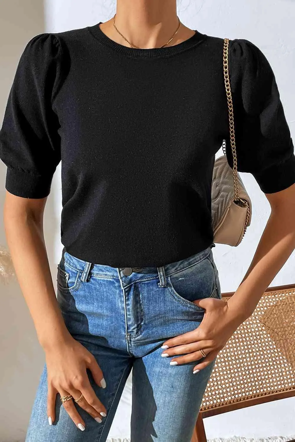 Cozy In Style Puff Sleeve Knitted Top