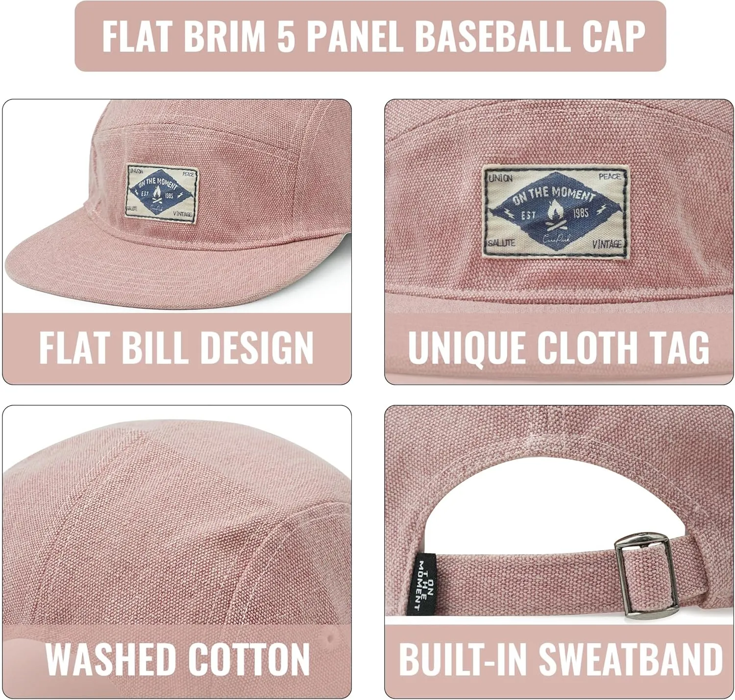 Croogo 5 Panel Hat Flat Brim Baseball Cap Snapback Hats for Men Vintage Trucker Dad Hat Hip Hop Street Style Skateboard Hats