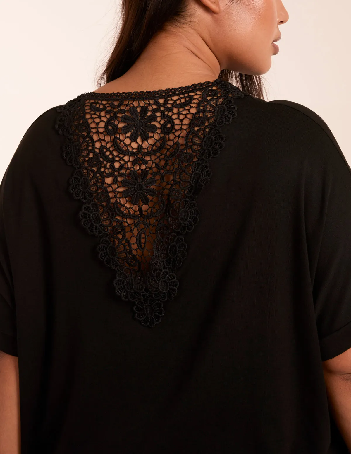 Curve Floral Crochet Back Top