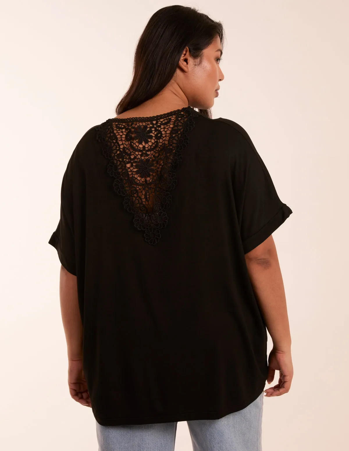 Curve Floral Crochet Back Top