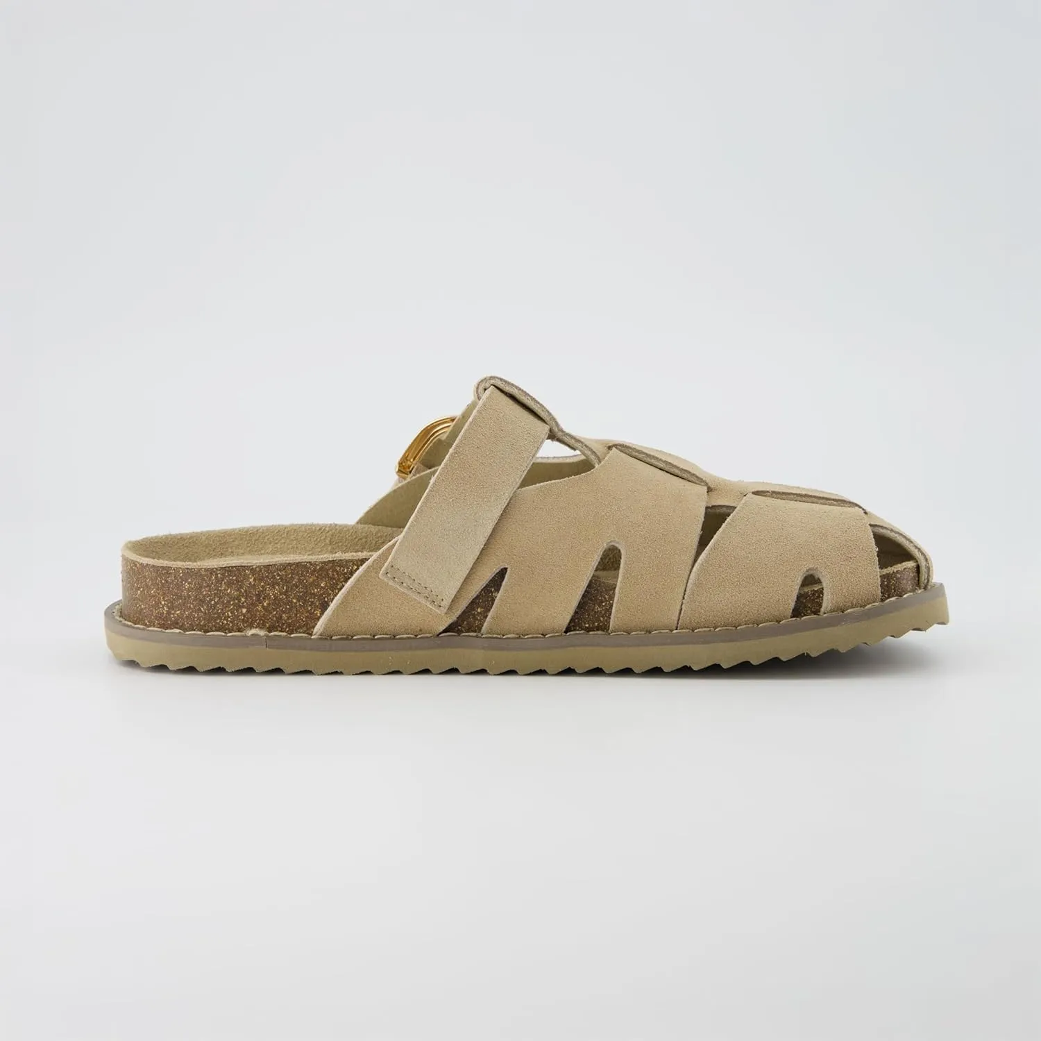 CUSHIONAIRE Benson Womens Fisherman Clog  Suede Slip-On Sandal with Adjustable Buckle & Contoured Cork Footbed