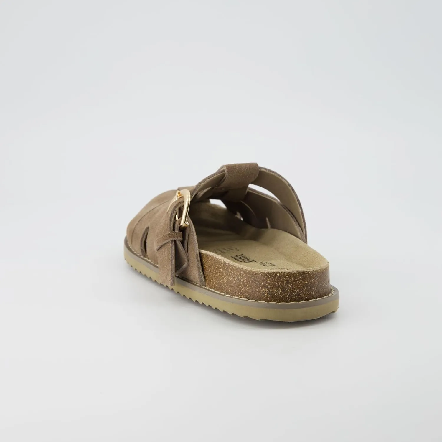 CUSHIONAIRE Benson Womens Fisherman Clog  Suede Slip-On Sandal with Adjustable Buckle & Contoured Cork Footbed