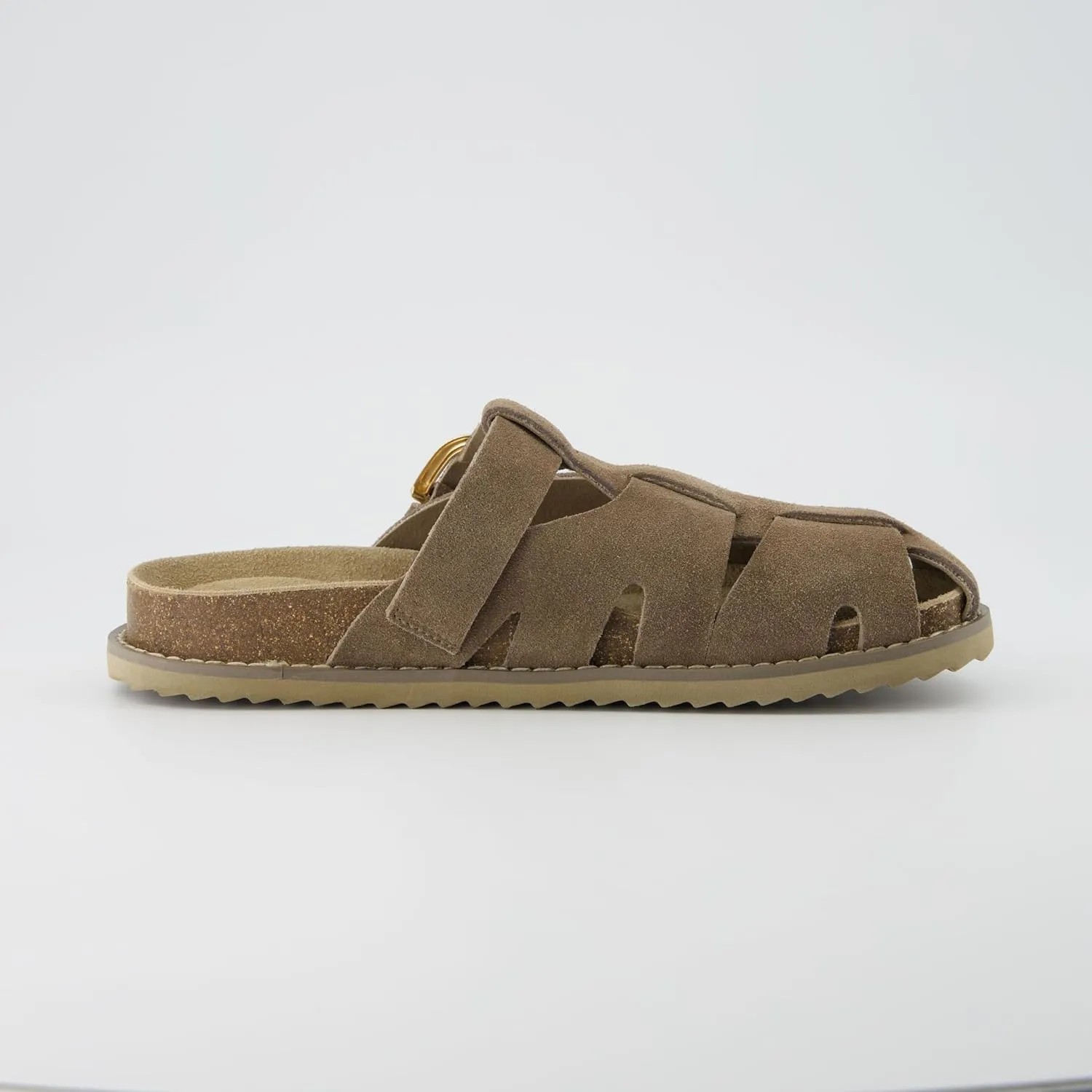 CUSHIONAIRE Benson Womens Fisherman Clog  Suede Slip-On Sandal with Adjustable Buckle & Contoured Cork Footbed
