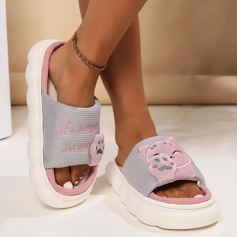 Cute Cartoon Kitten Home Slippers