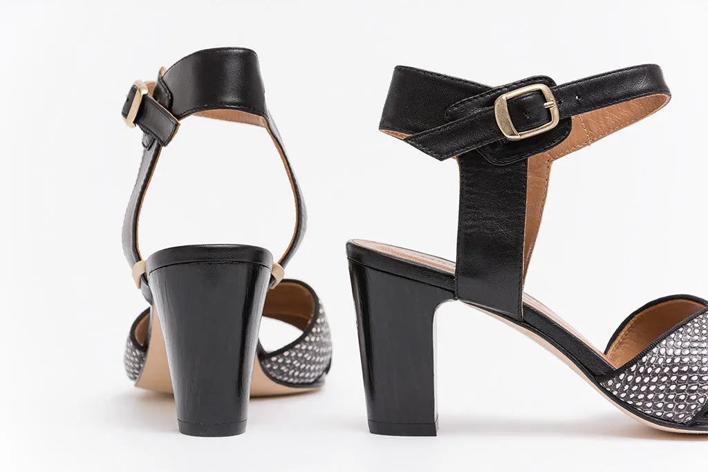 DALIA Peacock & Black Heel Sandals