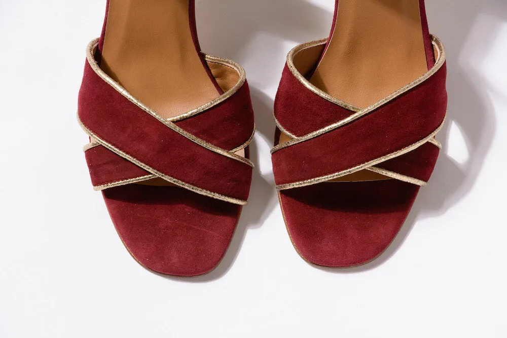 DALIA Suede Bordo Heel Sandals