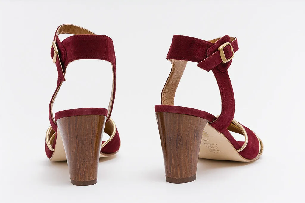 DALIA Suede Bordo Heel Sandals