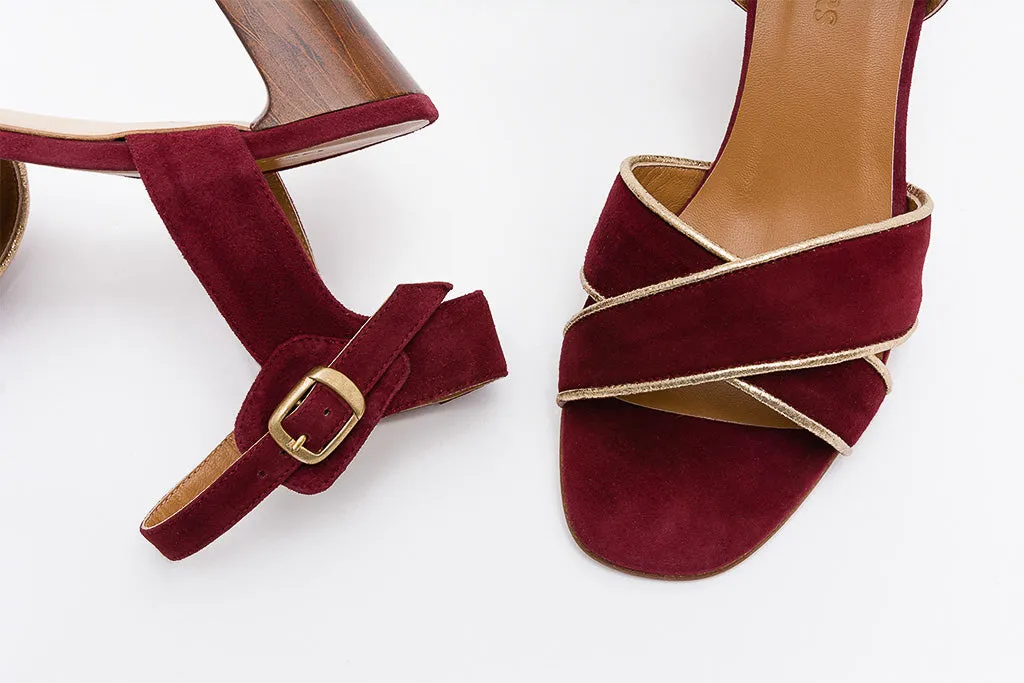 DALIA Suede Bordo Heel Sandals