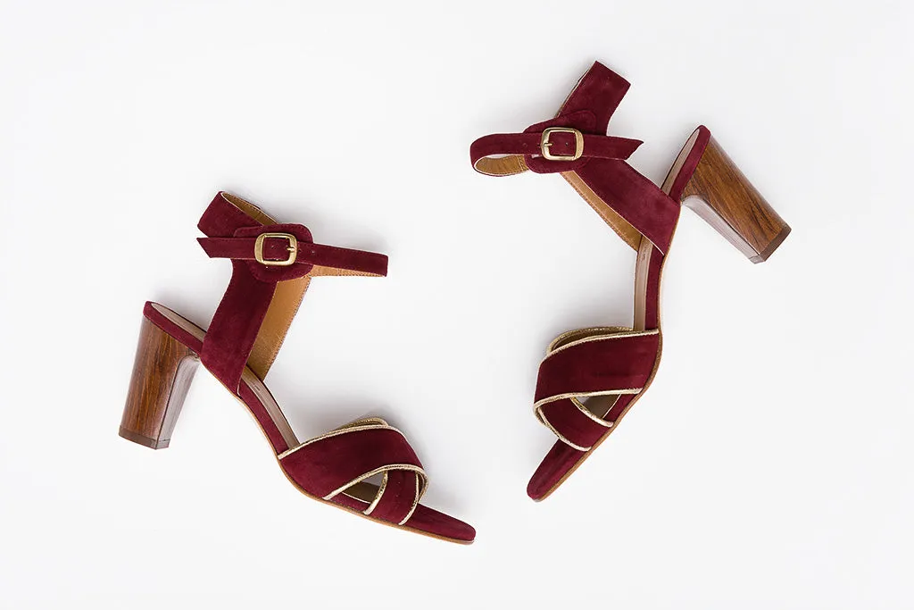 DALIA Suede Bordo Heel Sandals