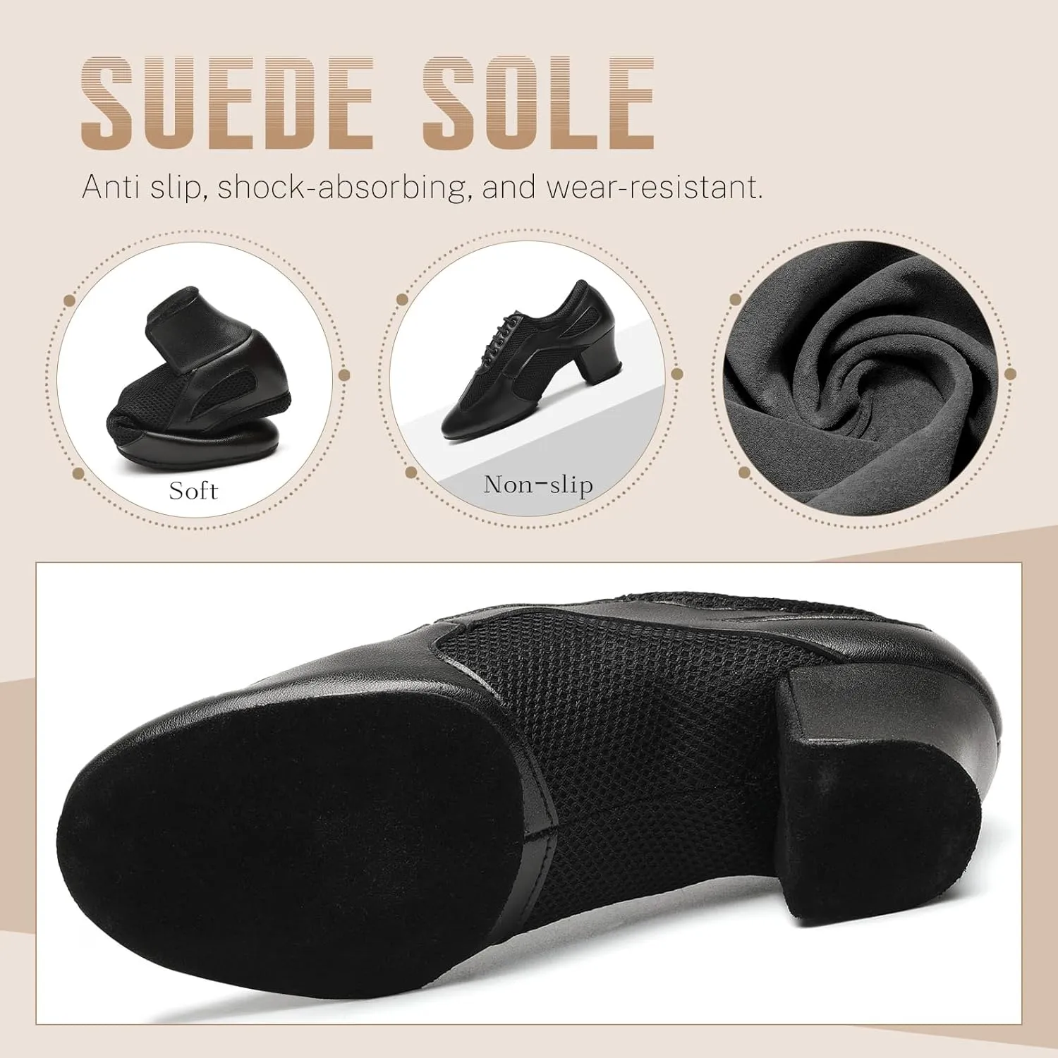 Dance Shoes for Women Ballroom Practice Training Split Sole Dancing Shoes 1.5 Inch Low Heel Latin Salsa Shoes