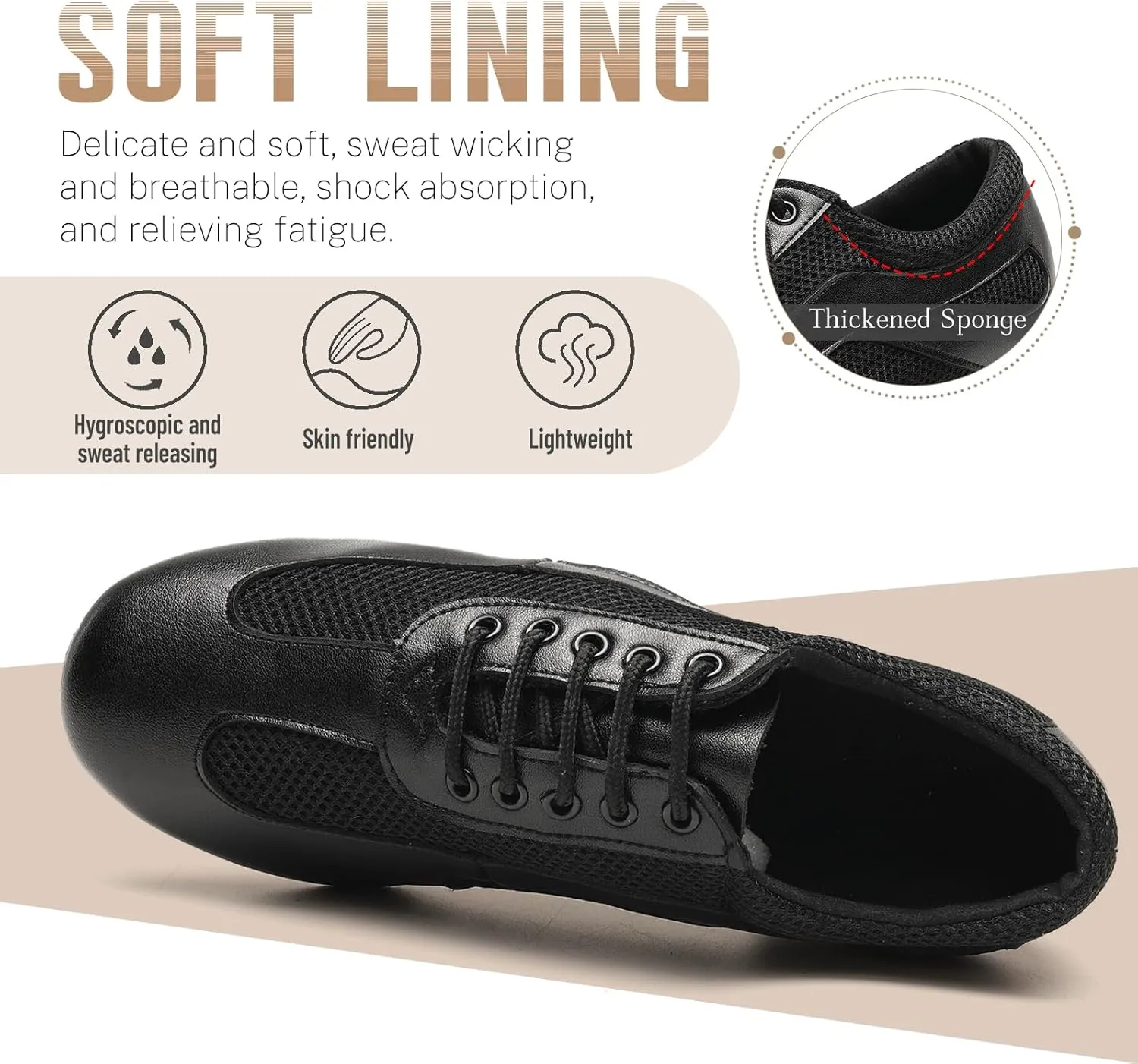 Dance Shoes for Women Ballroom Practice Training Split Sole Dancing Shoes 1.5 Inch Low Heel Latin Salsa Shoes