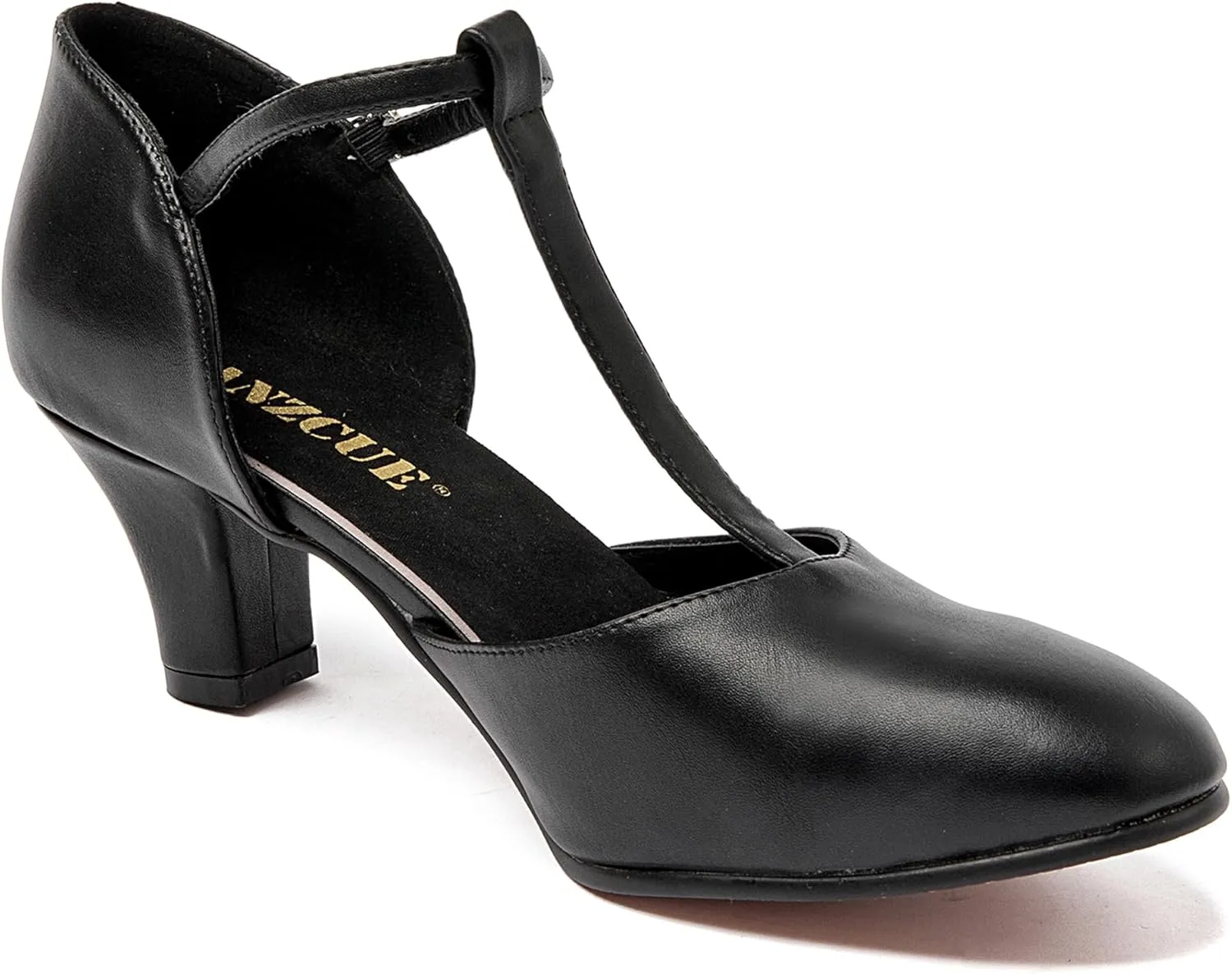 Danzcue T-Strap Character Dance Shoes for Women Big Kid, Ballroom Dance Shoes, 3 Inch / 2.3 Inch Heel,