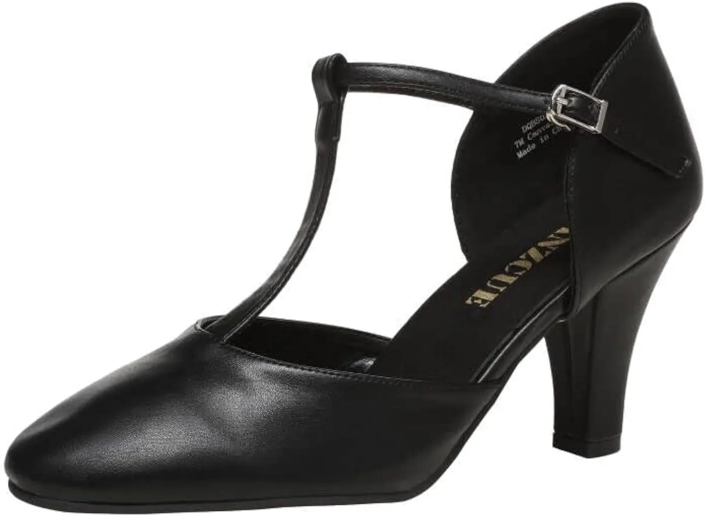 Danzcue T-Strap Character Dance Shoes for Women Big Kid, Ballroom Dance Shoes, 3 Inch / 2.3 Inch Heel,