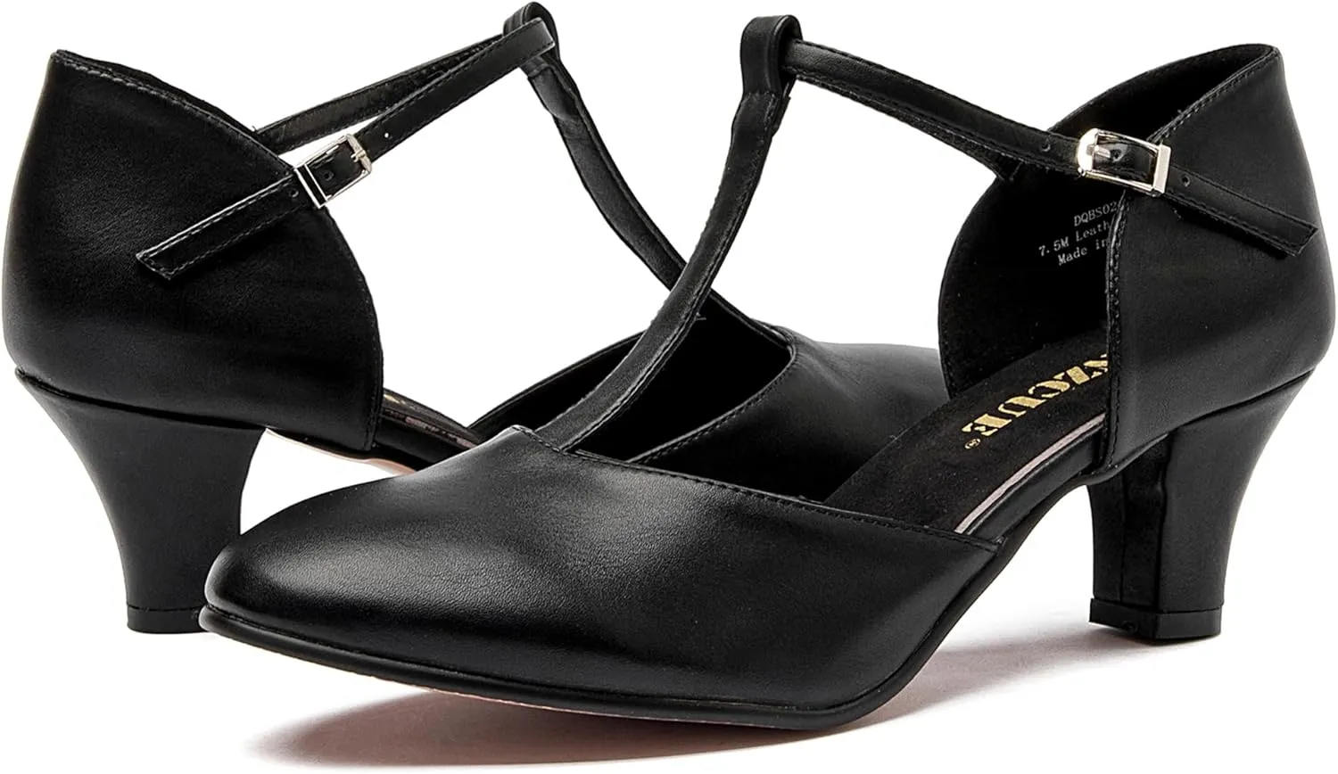 Danzcue T-Strap Character Dance Shoes for Women Big Kid, Ballroom Dance Shoes, 3 Inch / 2.3 Inch Heel,