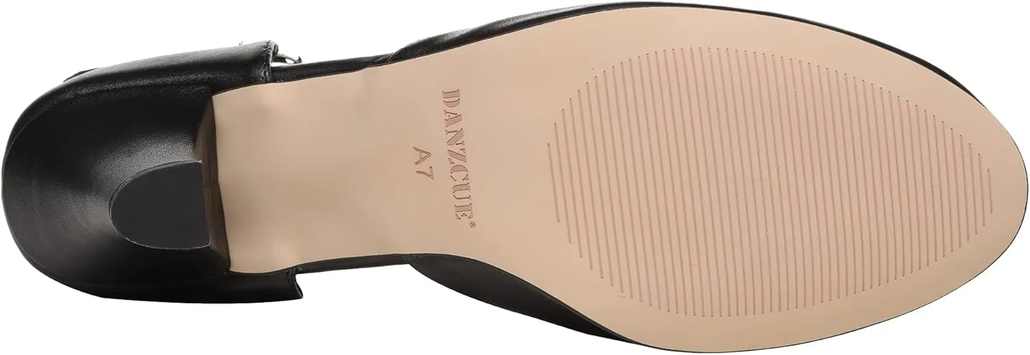Danzcue T-Strap Character Dance Shoes for Women Big Kid, Ballroom Dance Shoes, 3 Inch / 2.3 Inch Heel,