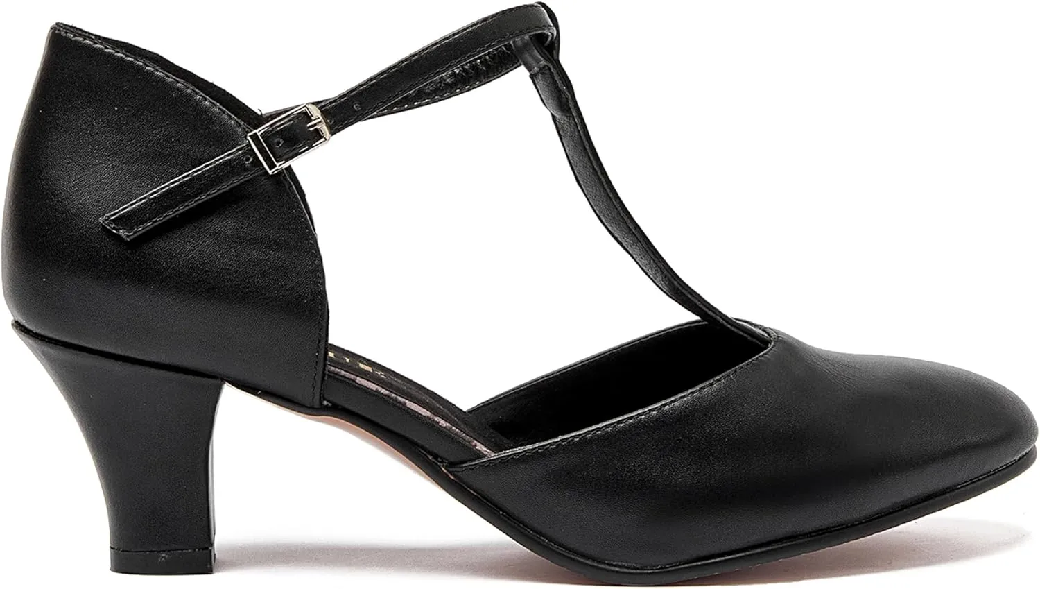 Danzcue T-Strap Character Dance Shoes for Women Big Kid, Ballroom Dance Shoes, 3 Inch / 2.3 Inch Heel,
