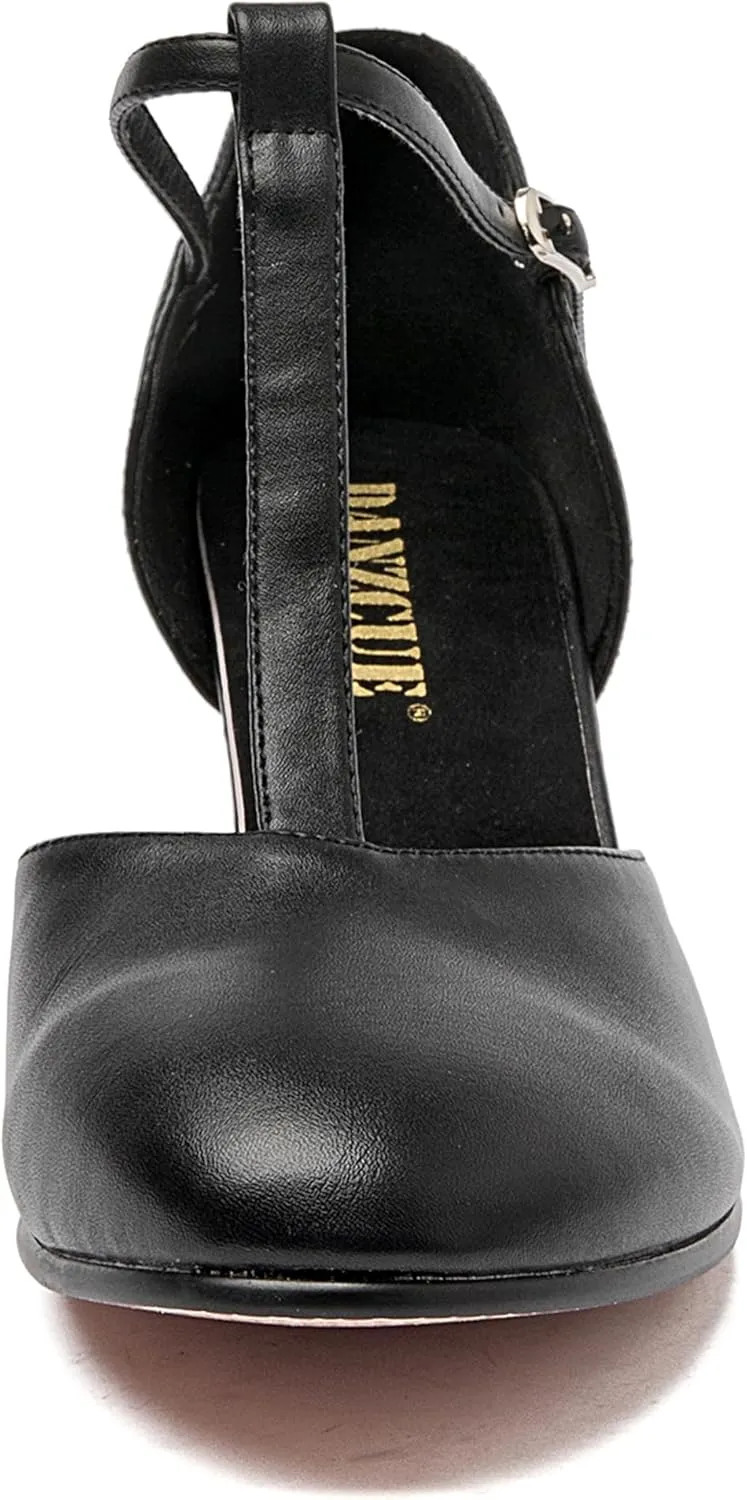 Danzcue T-Strap Character Dance Shoes for Women Big Kid, Ballroom Dance Shoes, 3 Inch / 2.3 Inch Heel,