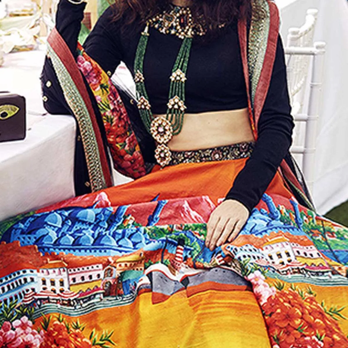 Desiring Black Colored Partywear Designer Embroidered Art Silk Lehenga Choli
