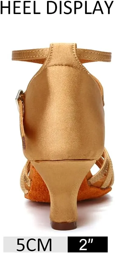 DKZSYIM Women's Satin Latin Dance Shoes Professional Ballroom Salsa Practice Performance Dancing Shoes,Model 217