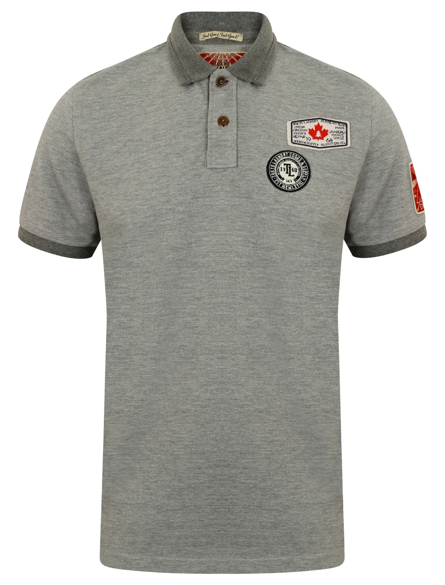 Downton Pique Polo Shirt in Light Grey Marl - Tokyo Laundry