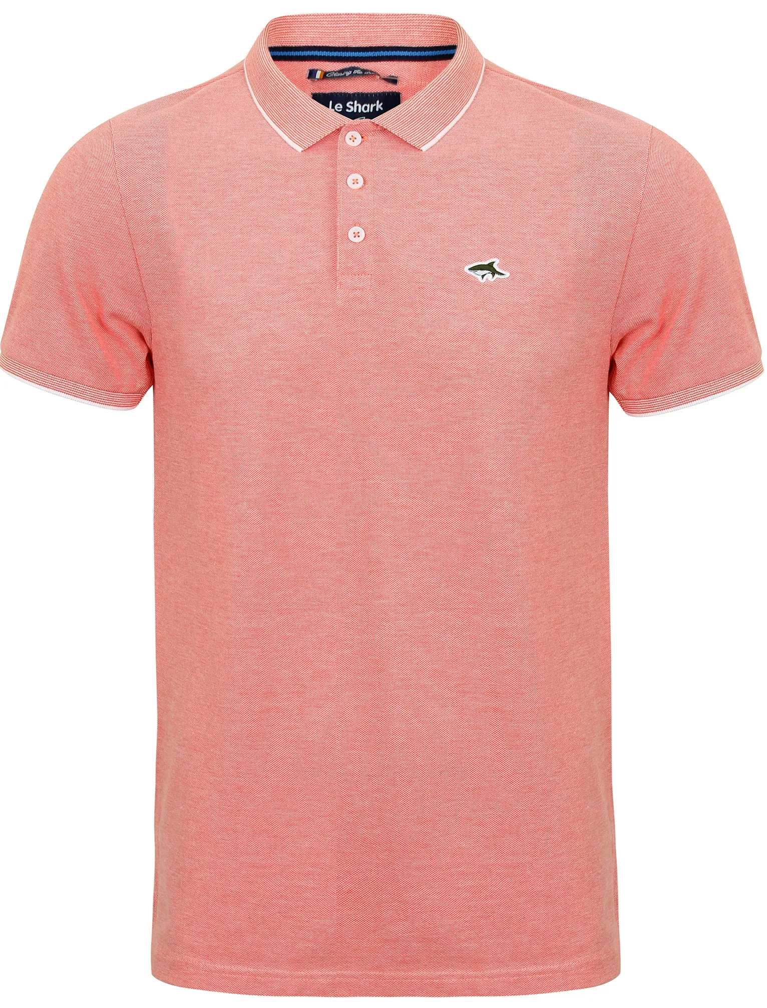 Duthie Birdseye Pique Polo Shirt in Coral / White - Le Shark