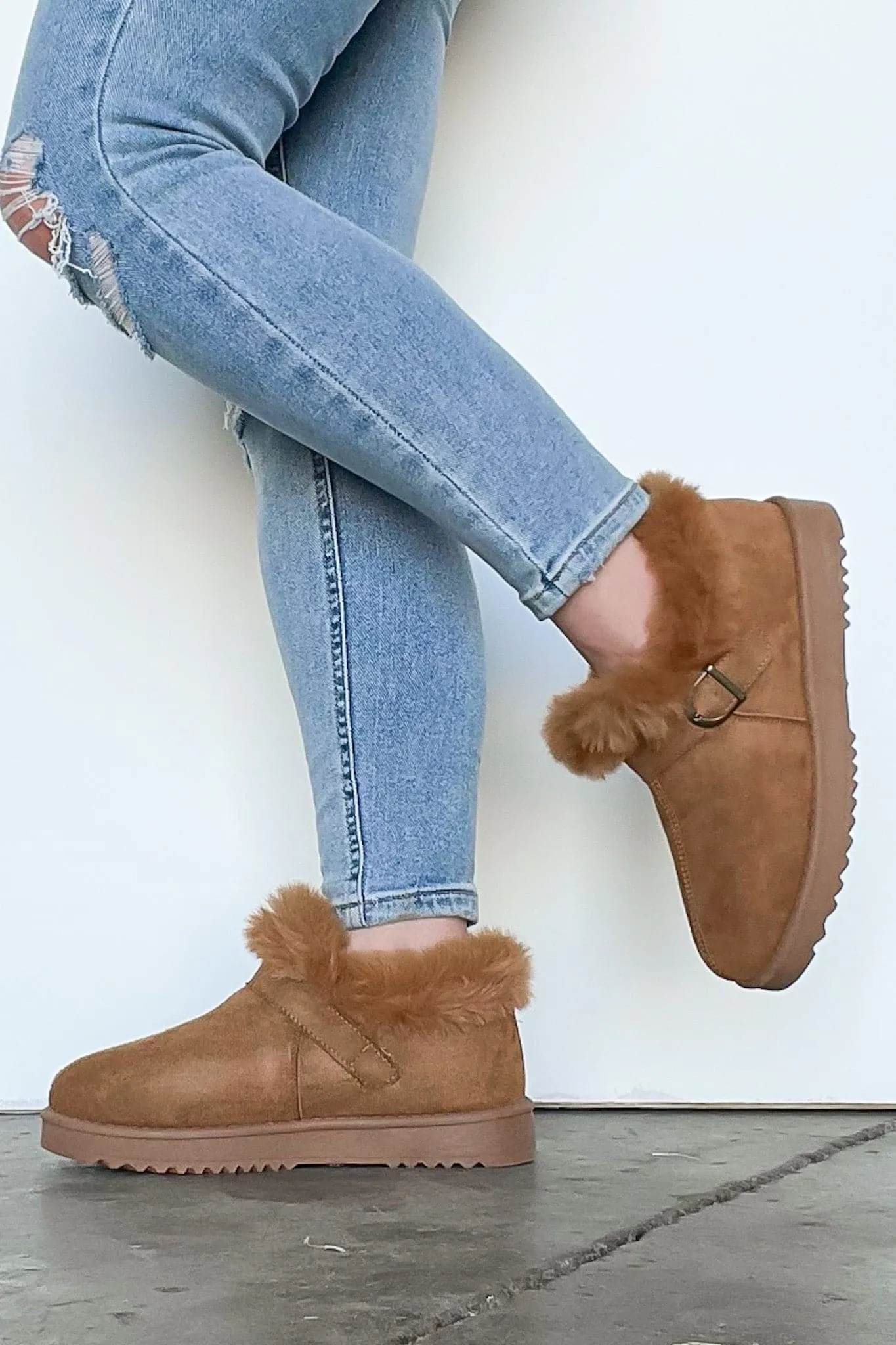 Element of Cozy Buckle Fur Trim Boots - FINAL SALE