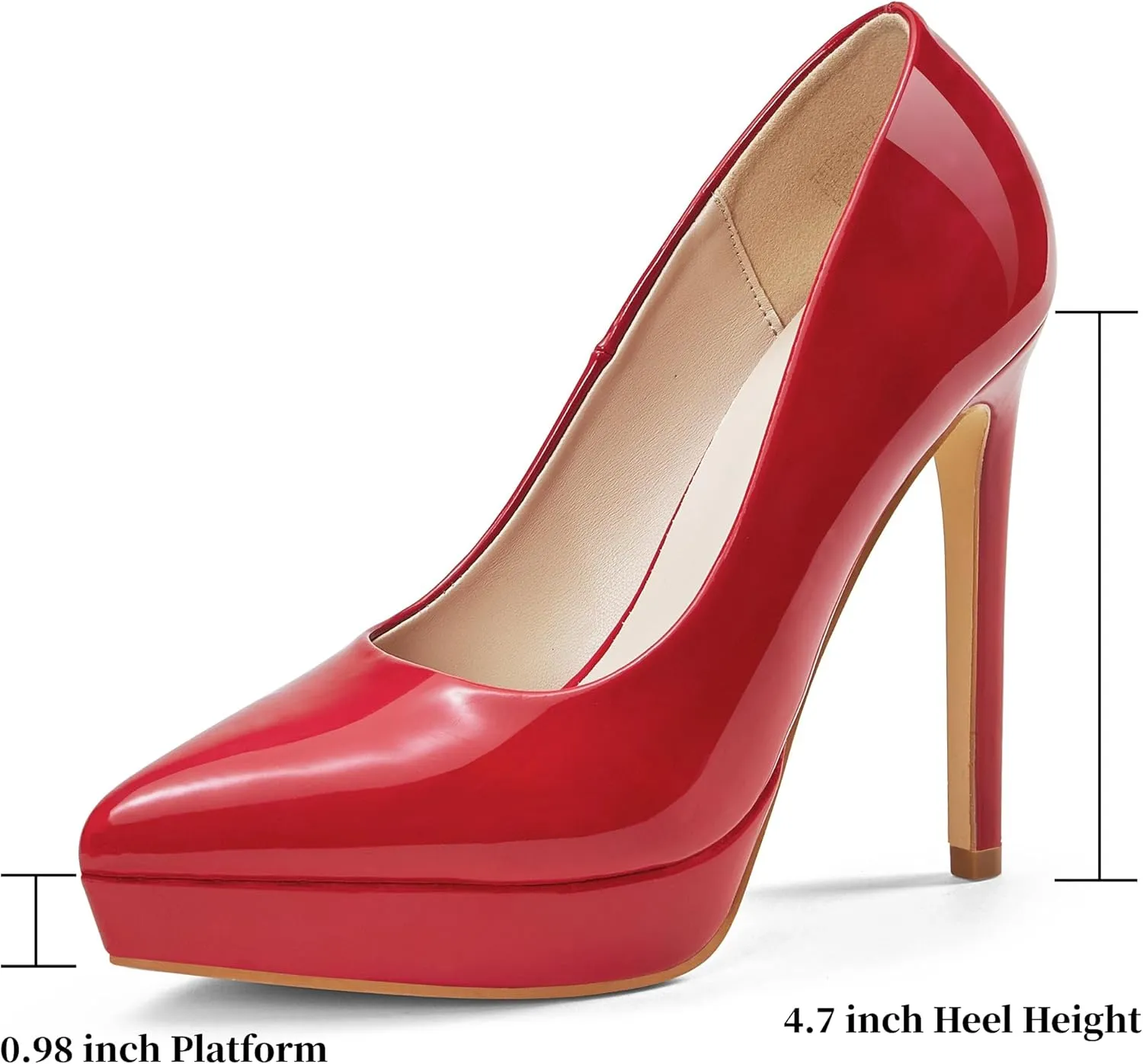 Elisabet Tang Women's Pumps,4.7 Inch High Platform Stiletto Heels for Dressy,with Comfy Pointy Closed Toe at Work Dating Wedding Party Prom Church