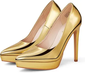 Elisabet Tang Women's Pumps,4.7 Inch High Platform Stiletto Heels for Dressy,with Comfy Pointy Closed Toe at Work Dating Wedding Party Prom Church