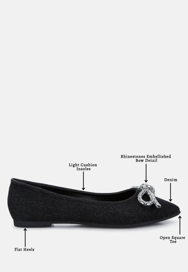 Ellerby Embellished Bow Detail Ballet Flats by London Rag