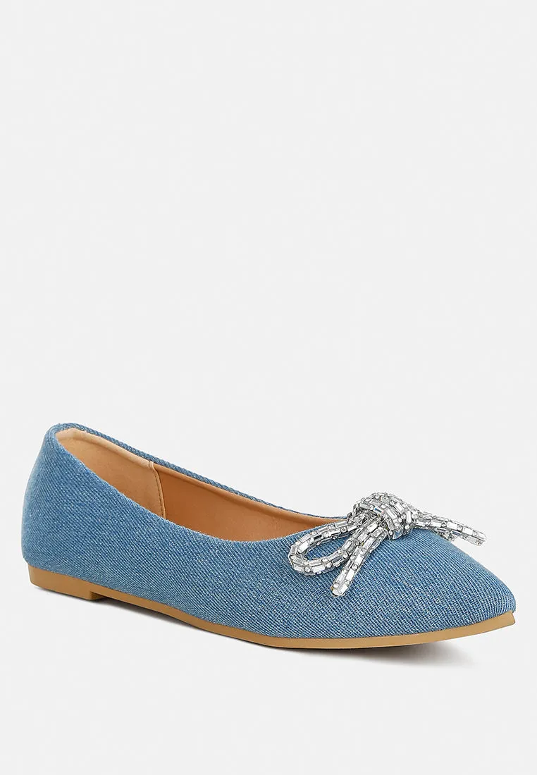 Ellerby Embellished Bow Detail Ballet Flats by London Rag