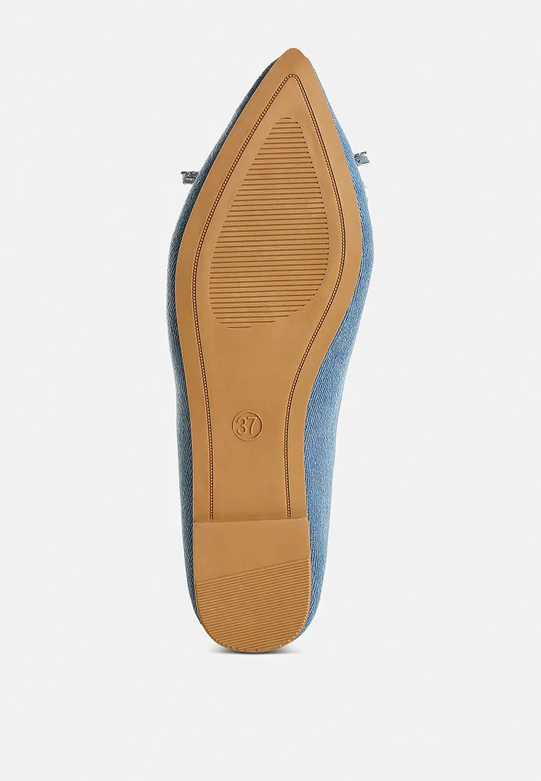 Ellerby Embellished Bow Detail Ballet Flats by London Rag