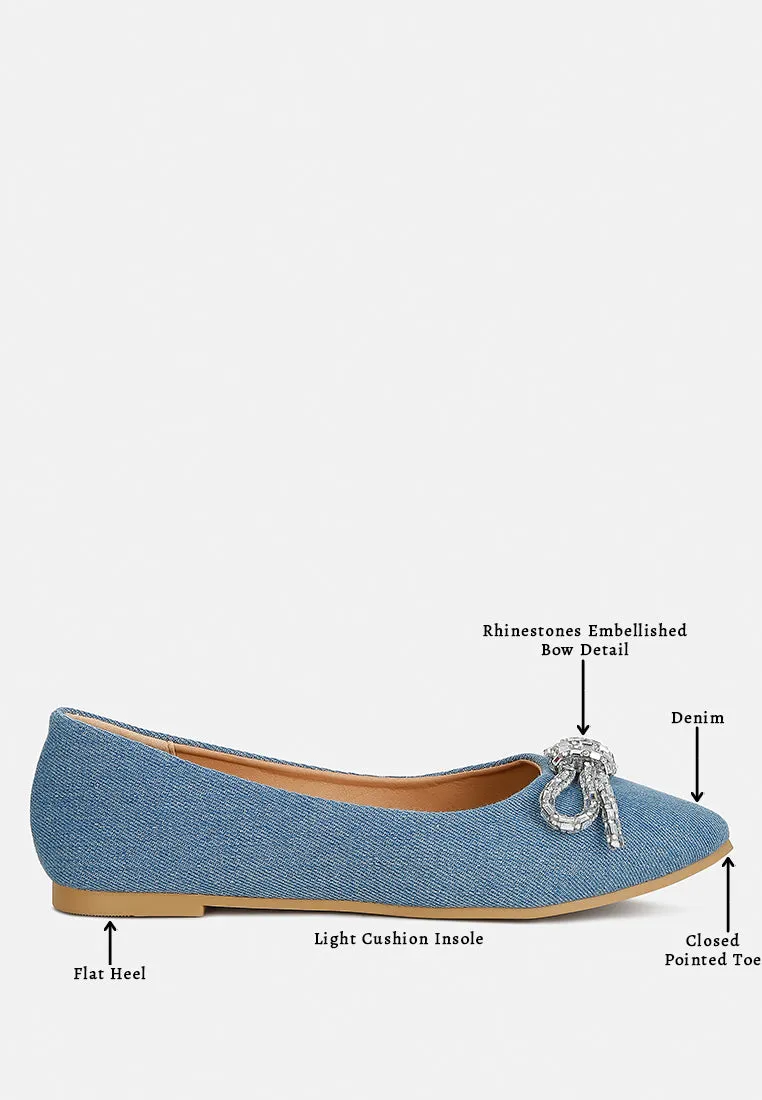 Ellerby Embellished Bow Detail Ballet Flats by London Rag
